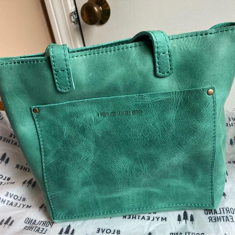Portland Leather mini zip crossbody tote in reef